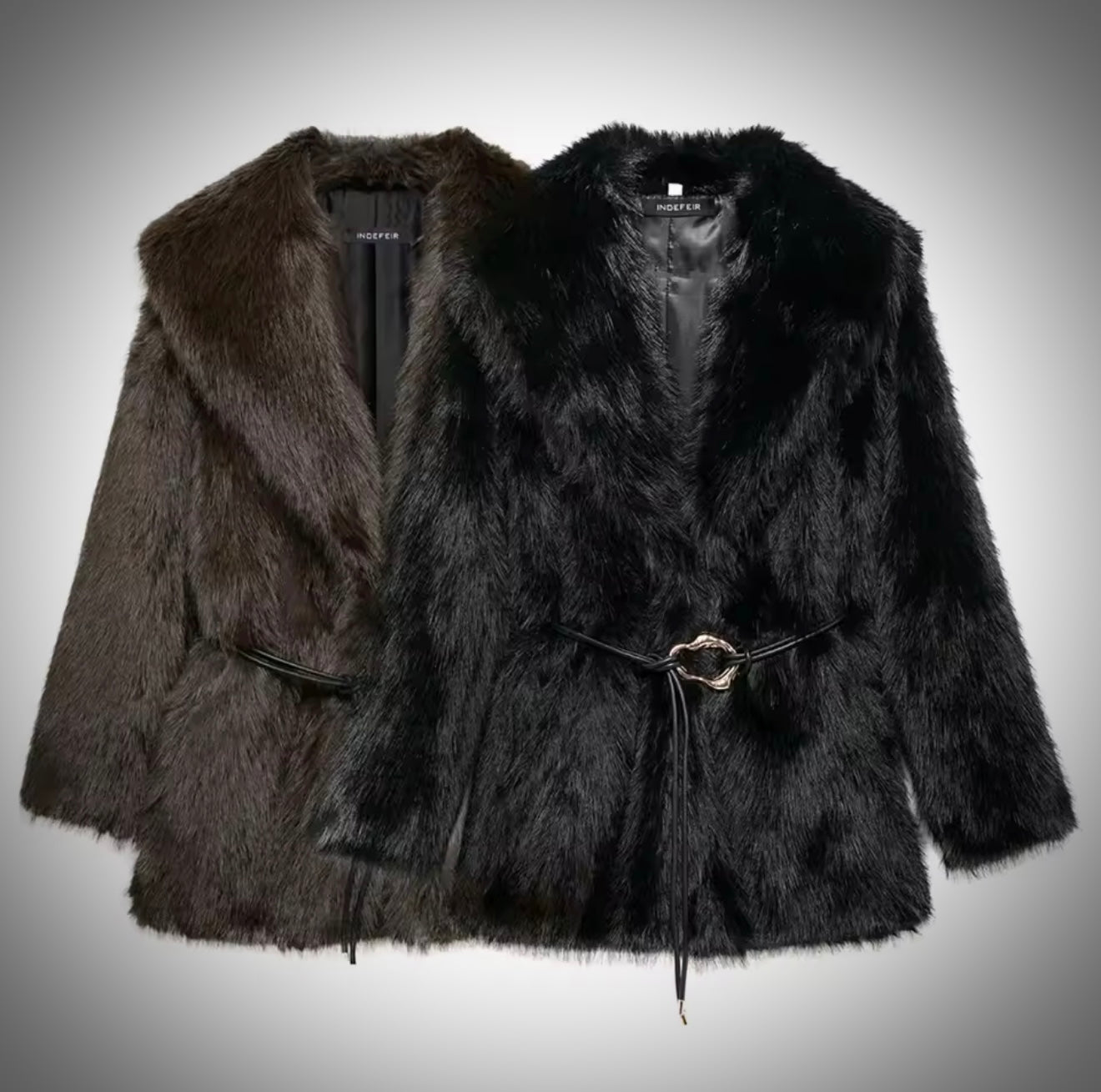 Women's Belt Decoration Collar Solid Color Medium Long Coat Autumn/Winter New Long Sleeve Loose Coat