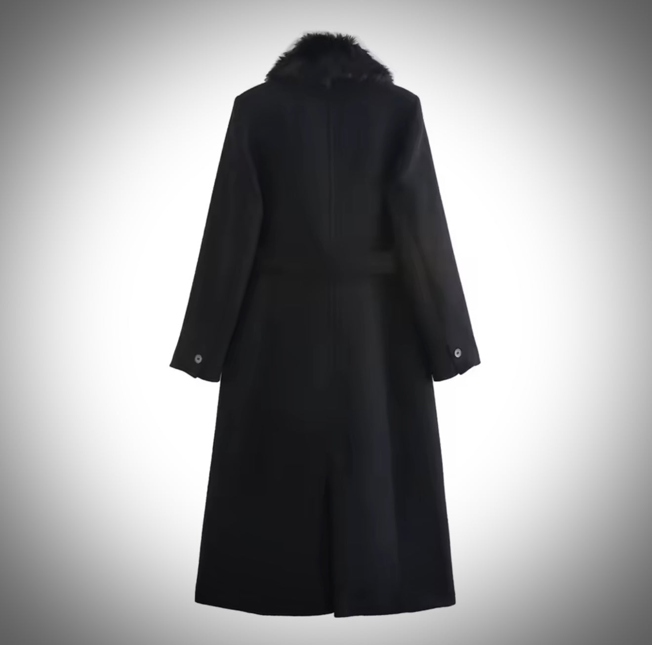 Women's Belt Warm Fur Collar Coat Flip Collar Pocket Button Decoration Autumn/Winter New Women's Wear