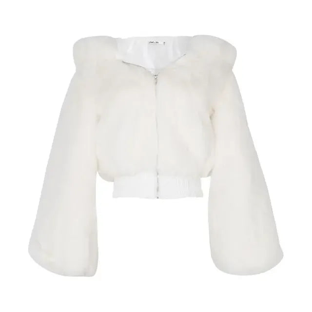 Chic Cropped Faux Fur Jacket