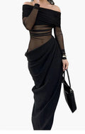 Long Sleeve Strapless Maxi Dress