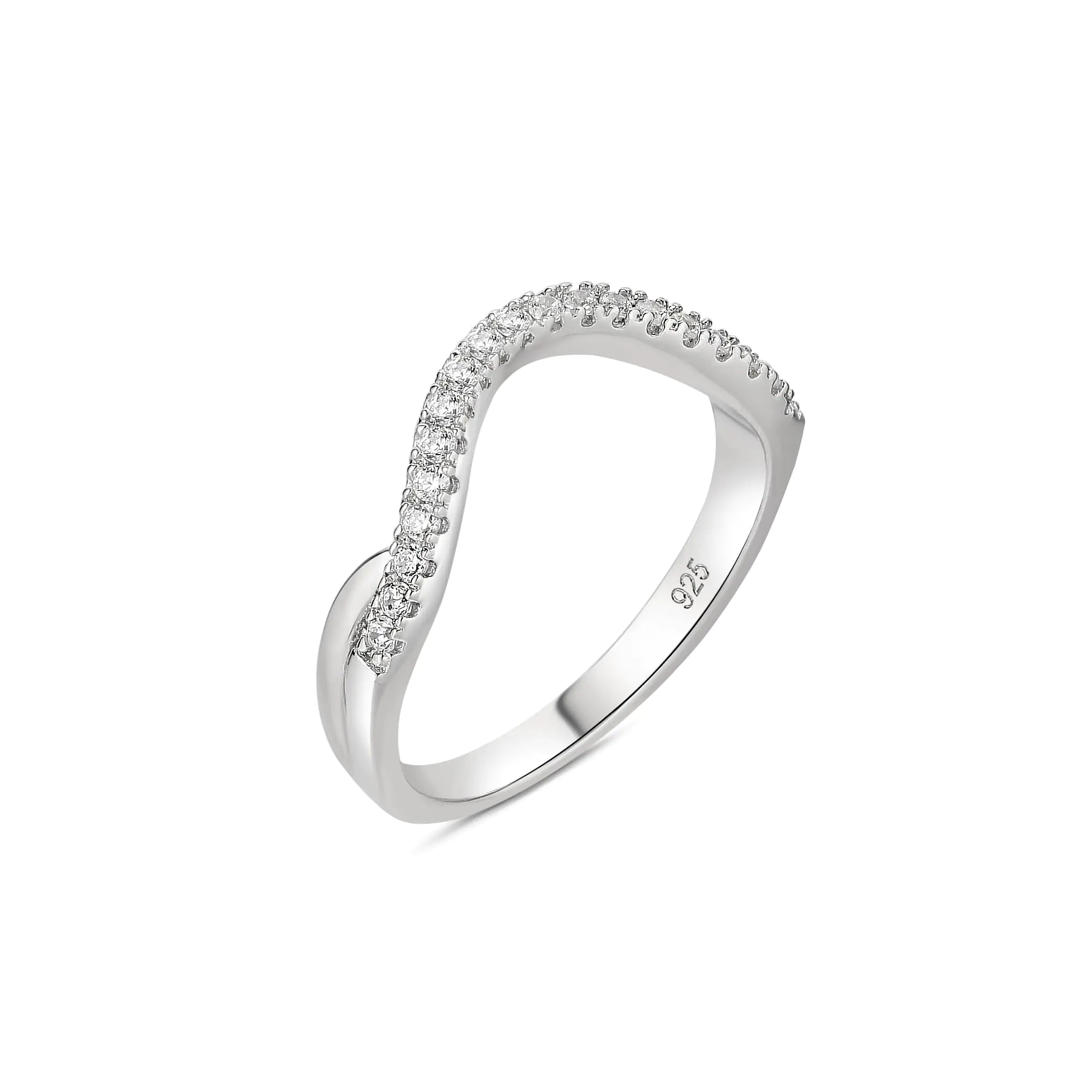 Elegant Sterling Silver CZ Vine Wedding Bands for Her