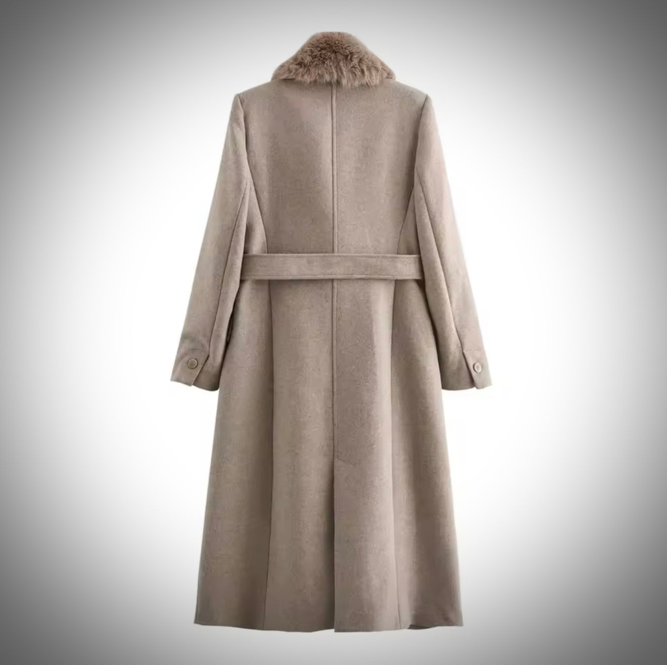 Women's Belt Warm Fur Collar Coat Flip Collar Pocket Button Decoration Autumn/Winter New Women's Wear