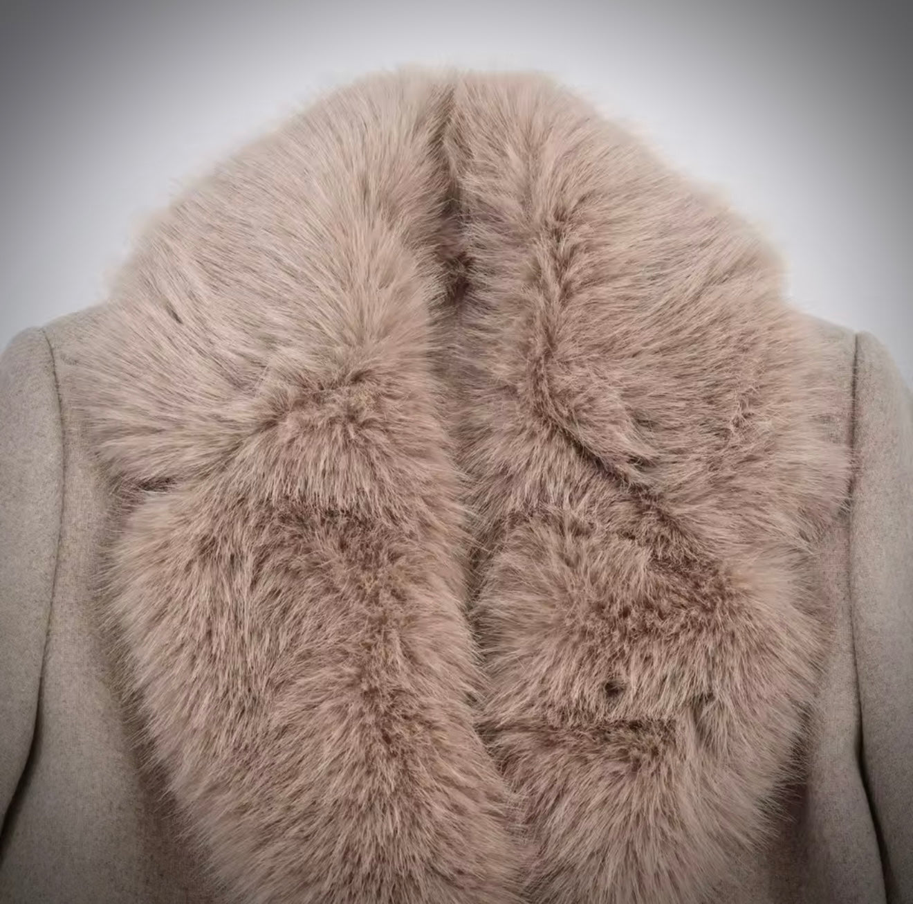 Women's Belt Warm Fur Collar Coat Flip Collar Pocket Button Decoration Autumn/Winter New Women's Wear