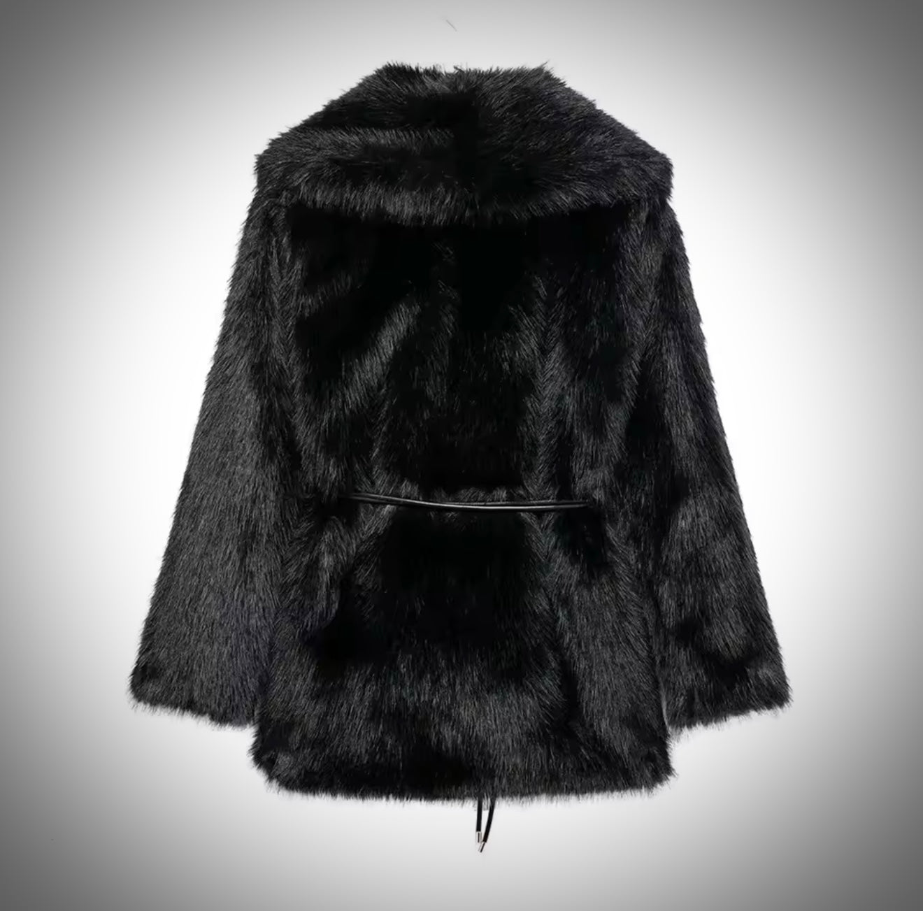 Women's Belt Decoration Collar Solid Color Medium Long Coat Autumn/Winter New Long Sleeve Loose Coat