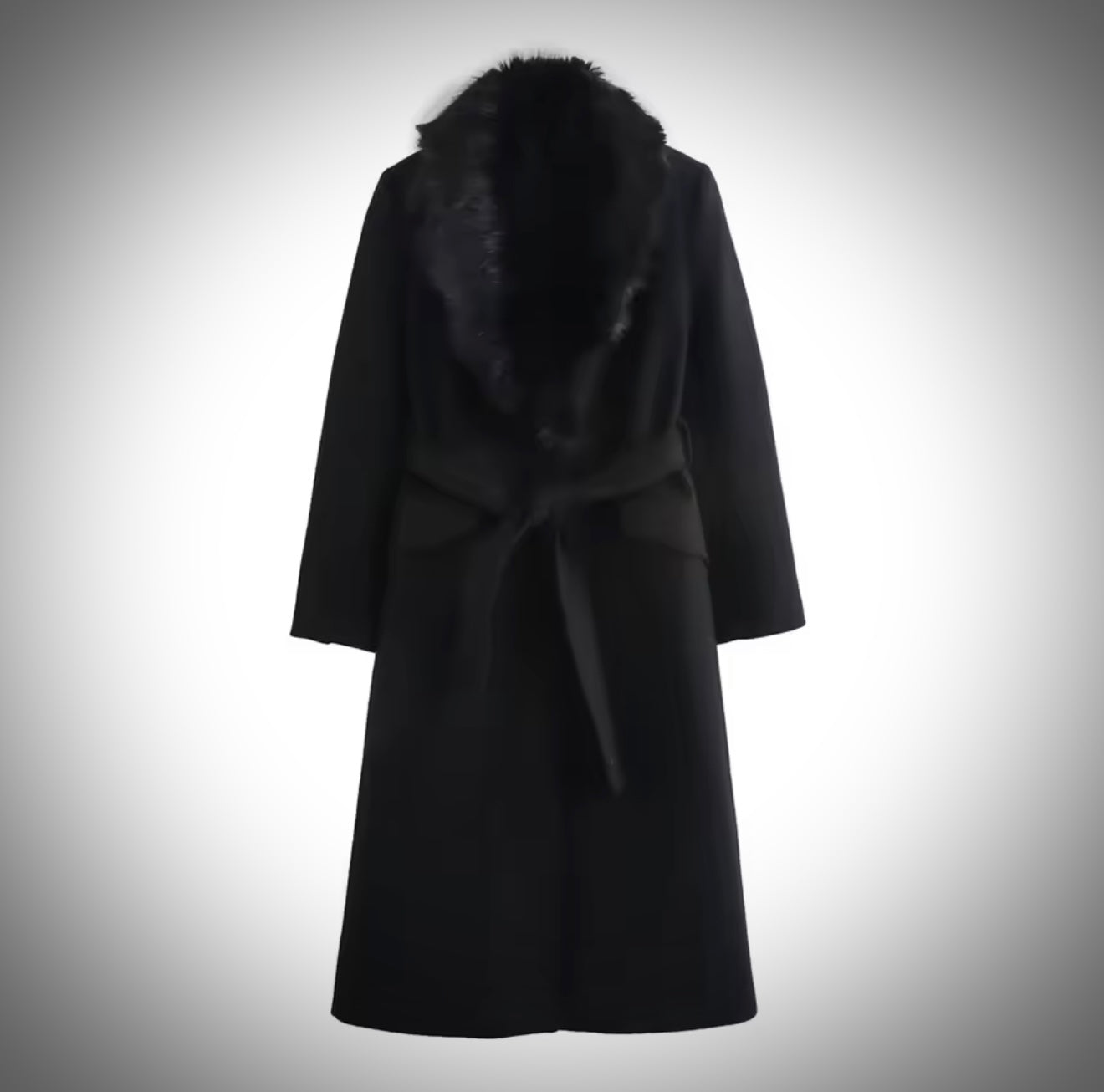 Women's Belt Warm Fur Collar Coat Flip Collar Pocket Button Decoration Autumn/Winter New Women's Wear