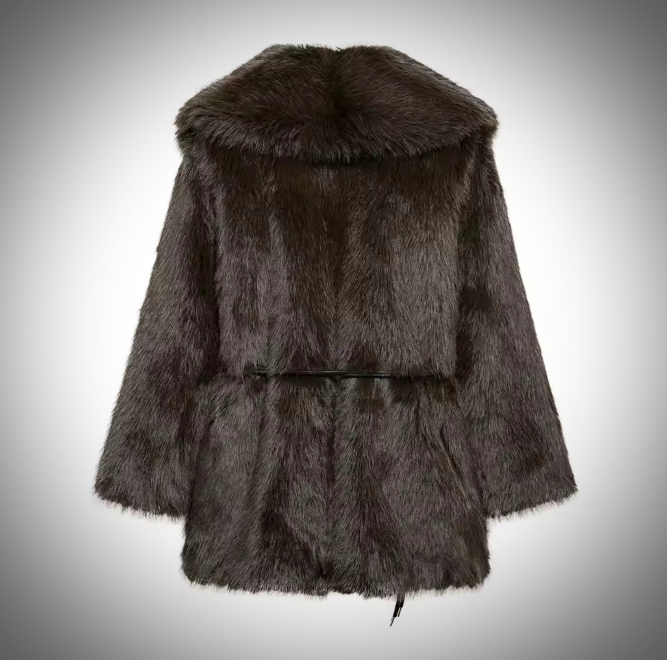 Women's Belt Decoration Collar Solid Color Medium Long Coat Autumn/Winter New Long Sleeve Loose Coat