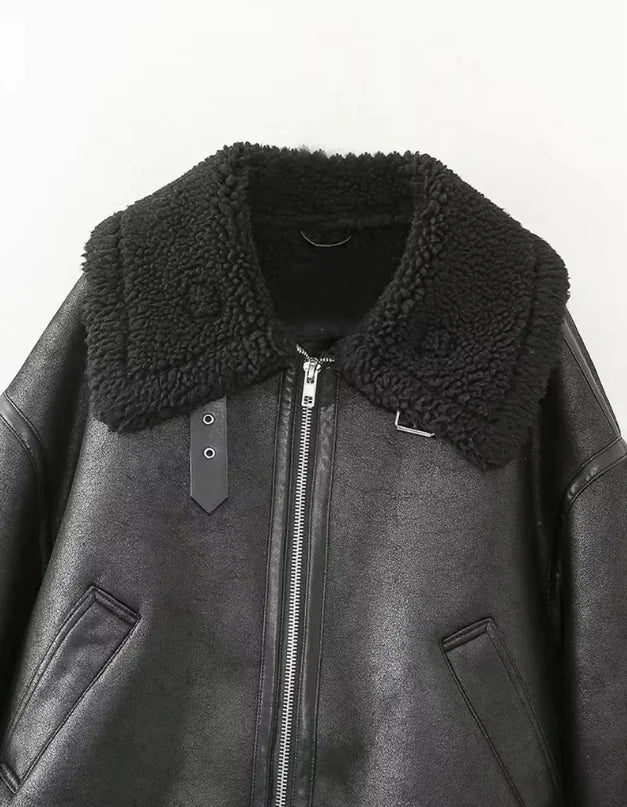 Elegant Long Sleeve Fur Jacket