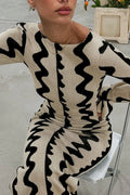 Elegant Knit Wave-Pattern Long Dress