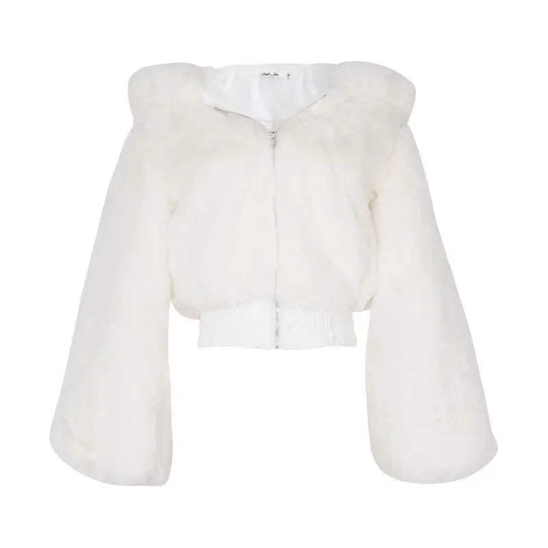Chic Cropped Faux Fur Jacket