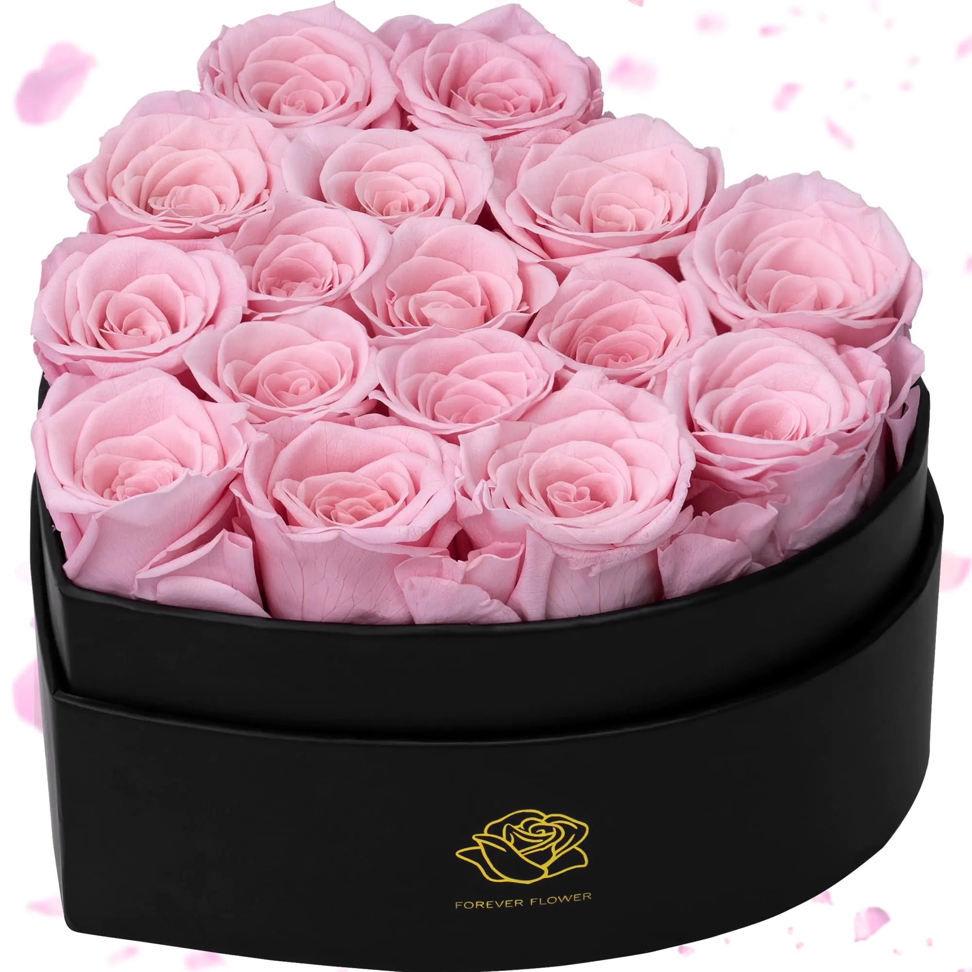 Lasting Love Preserved Roses – 16 Pink Roses in Heart Box