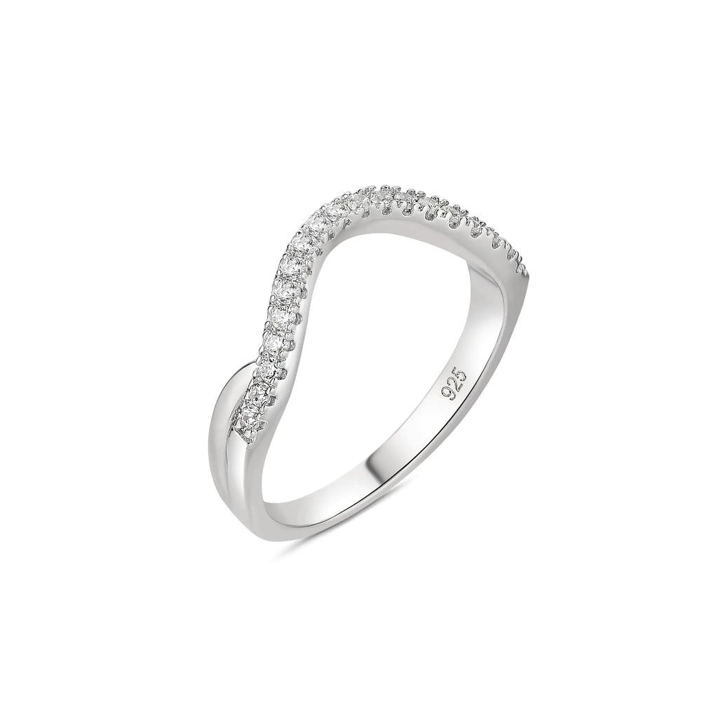 Elegant Sterling Silver CZ Vine Wedding Bands for Her