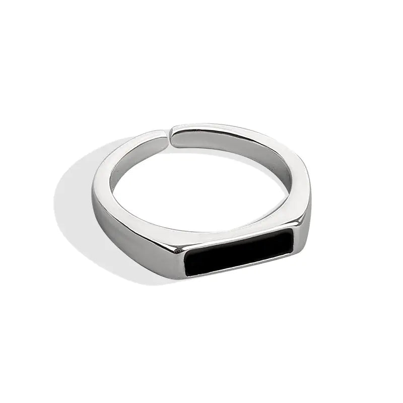 Elegant Sterling Black Geometric Ring