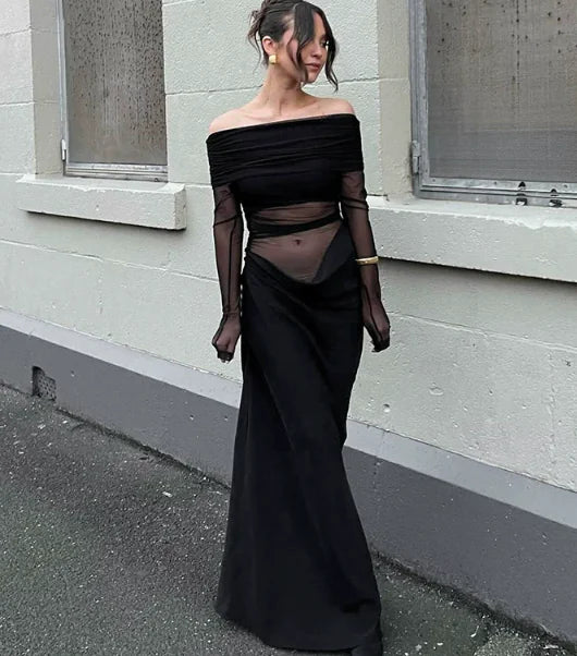 Long Sleeve Strapless Maxi Dress