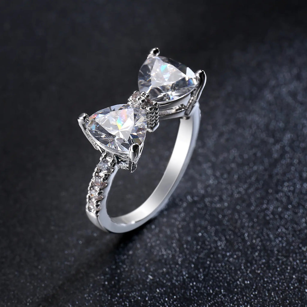 Elegant Zircon Bow Ring