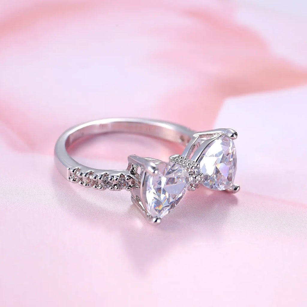 Elegant Zircon Bow Ring