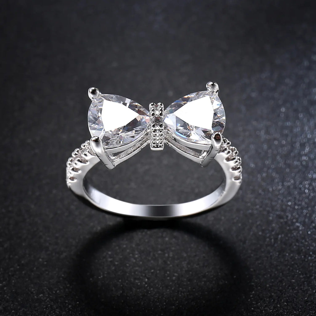 Elegant Zircon Bow Ring