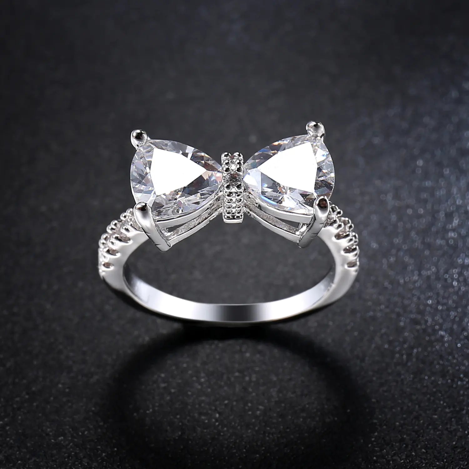 Elegant Zircon Bow Ring