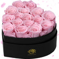 Lasting Love Preserved Roses – 16 Pink Roses in Heart Box