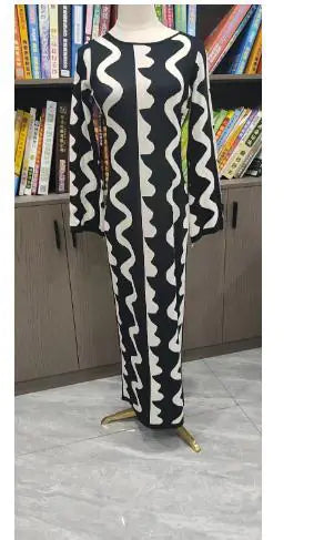 Elegant Knit Wave-Pattern Long Dress