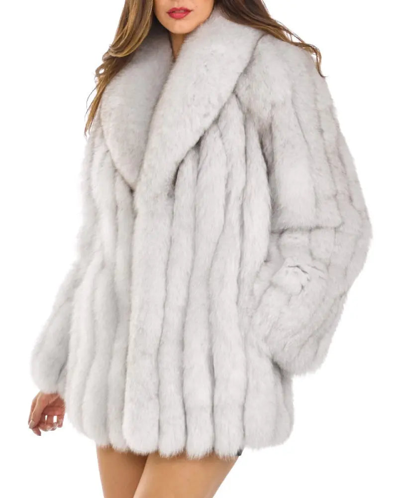 Luxurious Fox Fur Collared Coat for Women