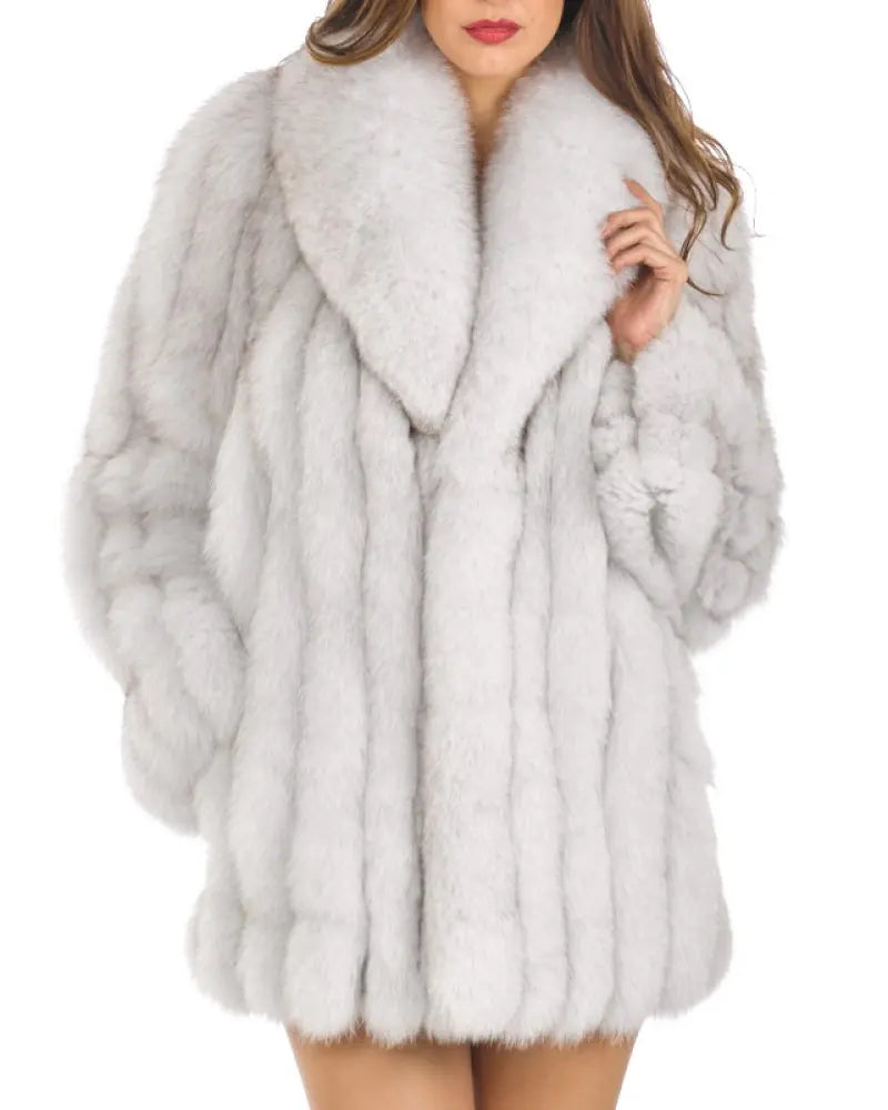 Luxurious Fox Fur Collared Coat for Women