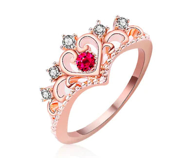 Rose Gold Heart Crown Ring