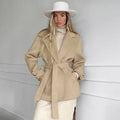 Khaki Suit Collar Trench Coat